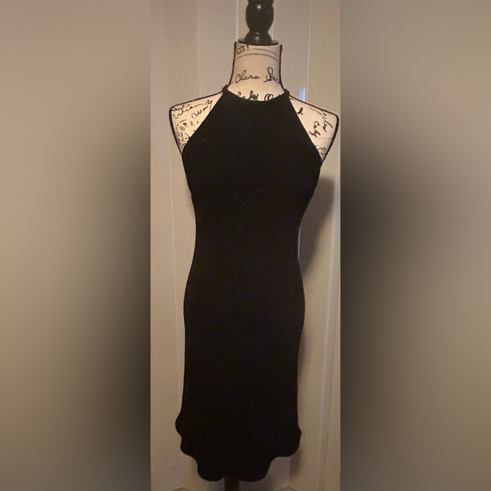 BEADED COCKTAIL SLEEVELESS BLACK DRESS